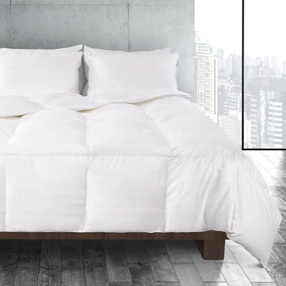 100% Cotton Almost Down Comforter - Hypoallergenic, Full/Queen, Minimalist White - Picture 1 of 8